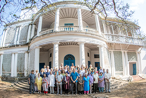 Theosophical Society - A School of the Wisdom group poses in front of the historic Blavatsky Bungalow at Adyar.