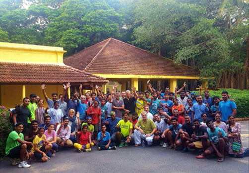Theosophical Society - Tim Boyd with the Chennai Trekkers Club, which has been cleaning up trash on the riverbanks of the TS's Adyar headquarters.